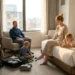 Family relaxing in a comfortable hotel room during a family vacation