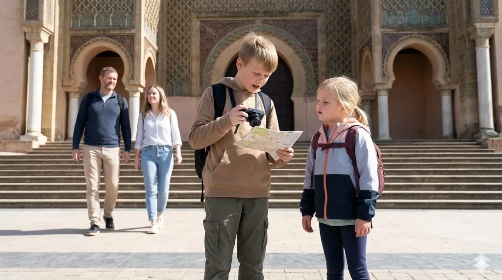 children exploring a destination during family travel experience